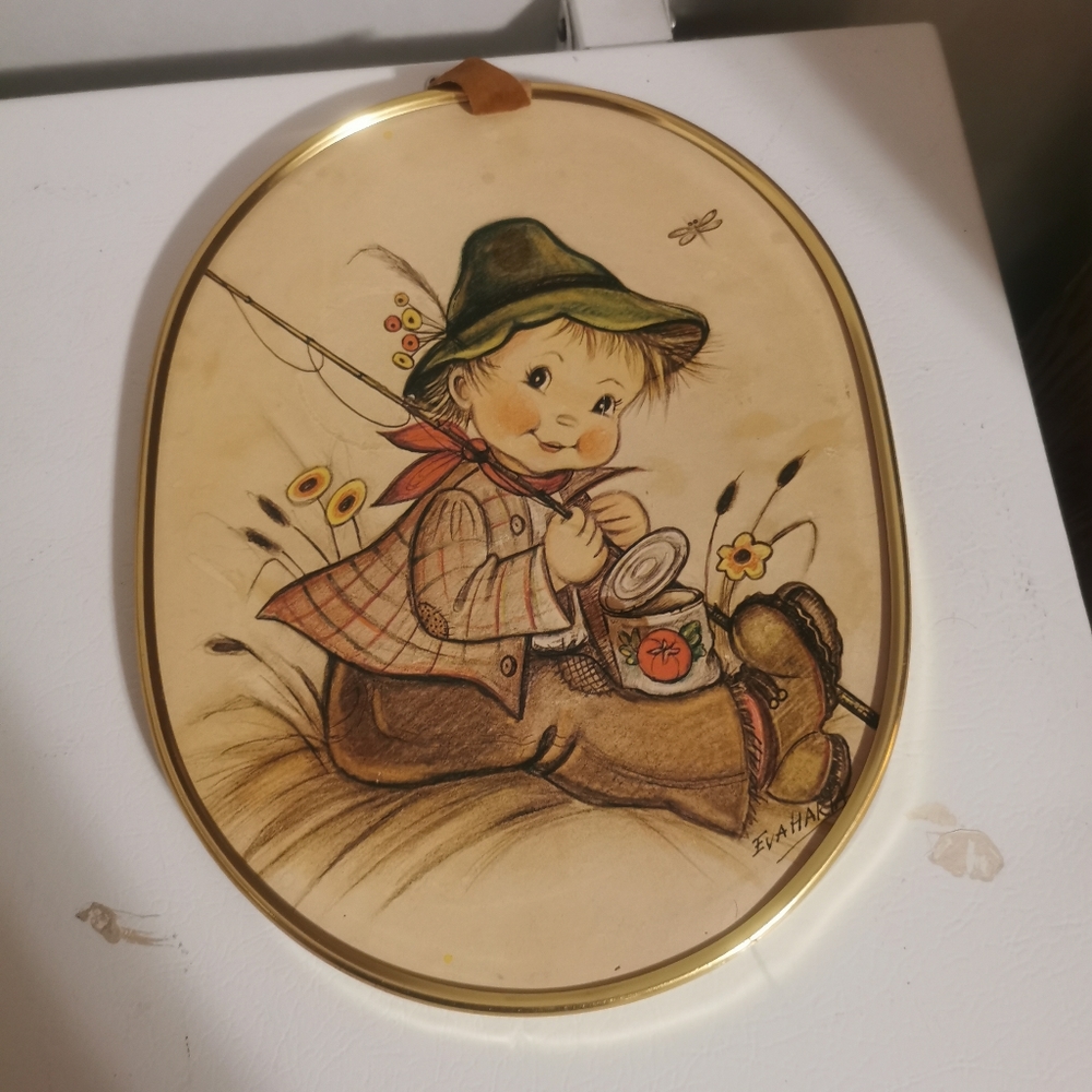Adorable Antique Wall Art School Children lot of 2 - Picture 2 of 4